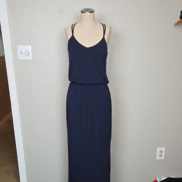 Anthropologie Papermoon Blue Spaghetti Strap Maxi Dress Size S - Picture 1 of 10